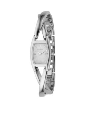DKNY Silver Cross Over Ladies Bracelet Watch