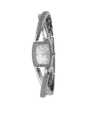 DKNY Silver Cross Over Bangle Bracelet Watch
