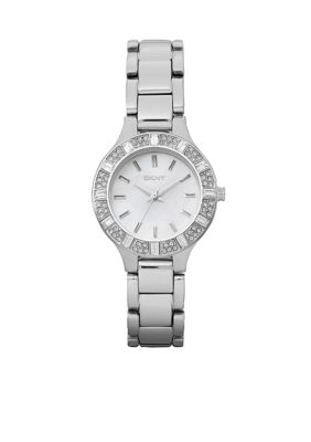 DKNY Ladies Stainless Steel Baguette Crystal Watch