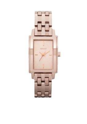 DKNY Ladies Rose Gold Tone Rectangular Park Avenue Watch