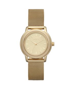 DKNY Ladies Gold Tone Stainless Steel Mesh Bracelet Park Avenue Watch