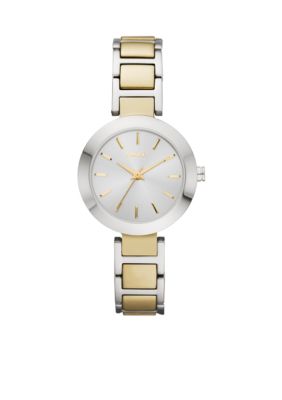 DKNY Silver-Tone and Gold-Tone Stainless Steel Three-Hand Watch