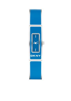 DKNY Ladies Blue Enamel and Silver-Tone Stainless Steel Bangle