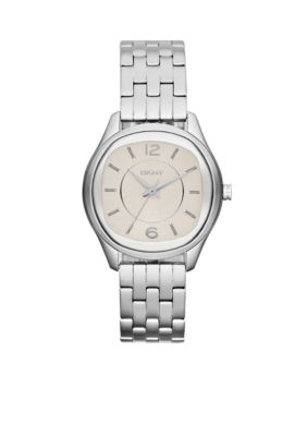 DKNY Ladies Silver-Tone Stainless Steel Three-Hand Watch