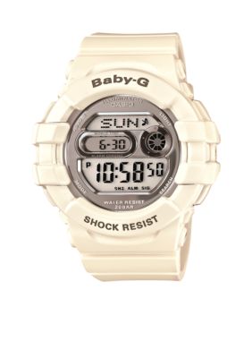 G-Shock White with Silver Face 3D protector Baby-G Watch