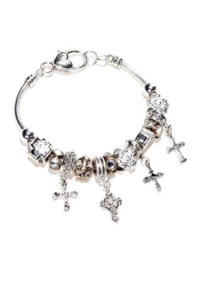 Kim Rogers Two Tone Cross Charm Slider Bracelet