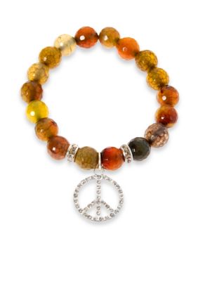 Kim Rogers Natural Brown Genuine Stone Stretch Bracelet