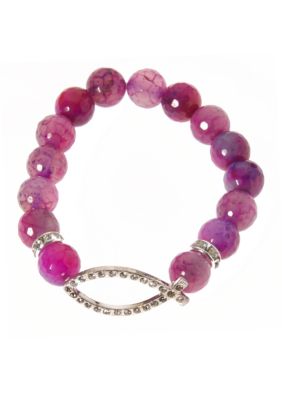 Kim Rogers Purple Genuine Stone Stretch Bracelet