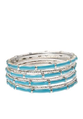 Kim Rogers 7 Row Aqua Epoxy Bangles