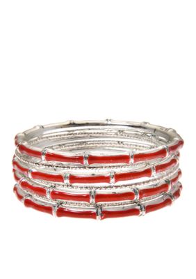 Kim Rogers 7 Row Red Epoxy Bangles