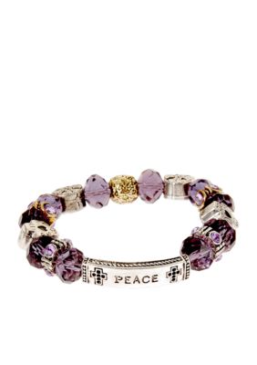 Kim Rogers Purple Glass Inspirational Stretch Bracelet