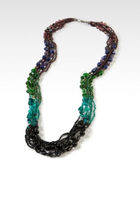 Erica Lyons Berry, Teal and Black Bead Necklace