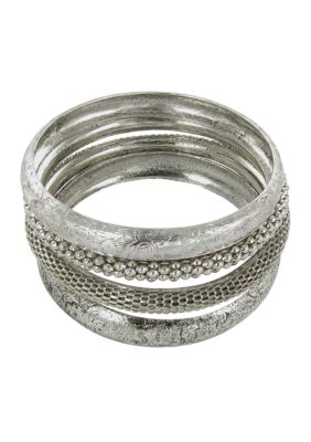 Erica Lyons Silver Bangle Bracelet Set