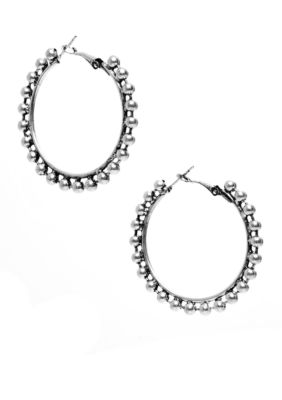 Erica Lyons Silver Edge Hoop Earring