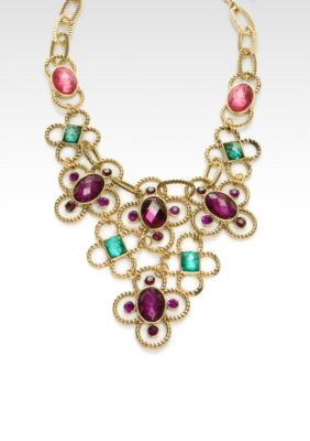 Erica Lyons Multi Color Social and Wine Flower Bib Necklace