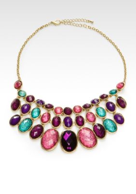 Erica Lyons Multi Color Social and Wine Bib Necklace