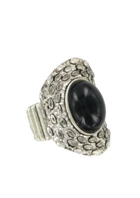 Erica Lyons Silver Black Oval Ring