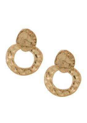 Erica Lyons Hammered Hoop Pierced Earrings