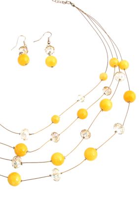 Erica Lyons Lemoncello Orange Crush Necklace and Pierced Earrings Set