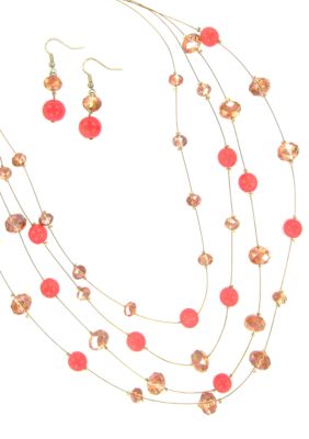 Erica Lyons Lemoncello Orange Crush Necklace and Pierced Earrings Set