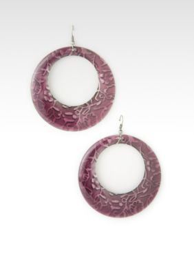 Erica Lyons Purple Enamel Hoop Earring