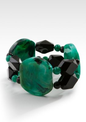 Erica Lyons Green and Black Stretch Bracelet