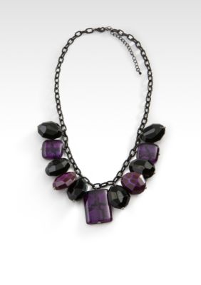 Erica Lyons Chain with Black and Purple Bead Necklace