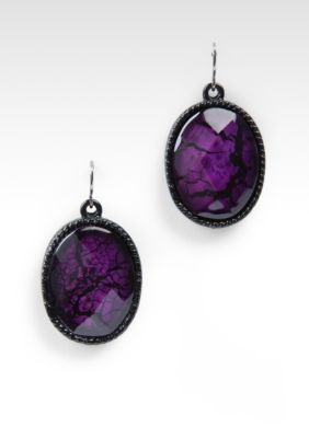 Erica Lyons Purple and Black Oval Earring