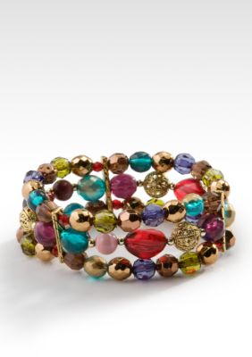 Erica Lyons Multi with Gold Stretch Bracelet