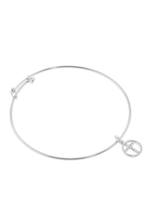 Belk Silverworks Adjustable Bangle With Cubic Zirconia Cross Charm