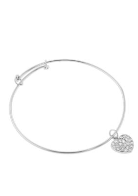 Belk Silverworks Adjustable Bangle With Heart Charm Drop