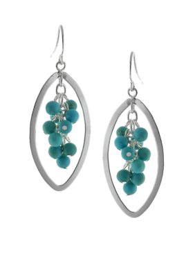 Belk Silverworks Turquoise Bead Cluster Drop Earrings