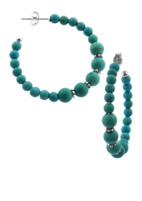 Belk Silverworks Turquoise Beaded Hoop Earrings