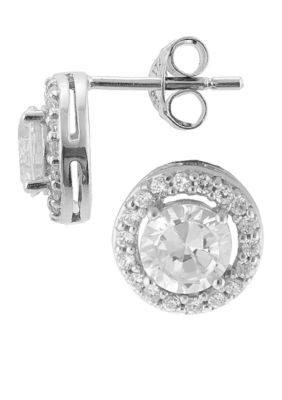 Belk Silverworks Round Cubic Zirconia Stud Earring