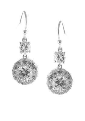 Belk Silverworks Cubic Zirconia Double Round Drop Earring