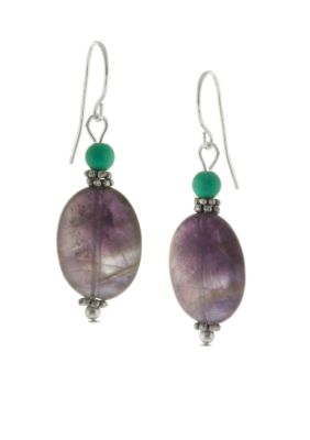 Belk Silverworks Amethyst Oval Bead Drop Earring