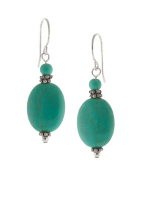 Belk Silverworks Turquoise Oval Bead Drop Earring
