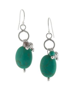Belk Silverworks Turquoise Cluster Bead Drop Earring