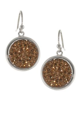 Belk Silverworks Champagne Pave Crystal Drop Earrings