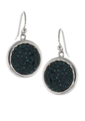 Belk Silverworks Dark Blue Pave Crystal Drop Earring