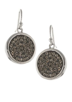 Belk Silverworks Silver Metallic Pave Crystal Drop Earrings