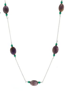Belk Silverworks 30'' Rope Necklace With Amethyst Stations
