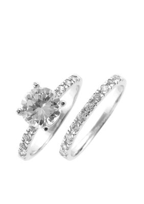 Belk Silverworks Cubic Zirconia Wedding Band Set