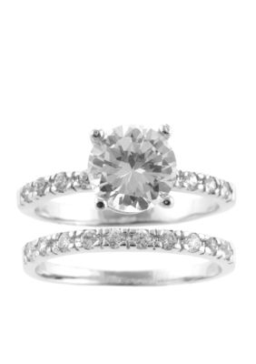Belk Silverworks Cubic Zirconia Wedding Band Set