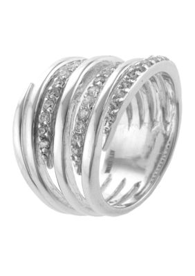 Belk Silverworks Belk Silverworks and Cubic Zirconia Stack Band Ring