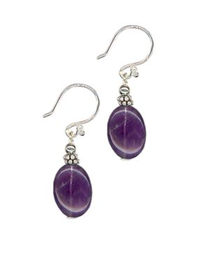 Belk Silverworks Amethyst Oval Bead Drop Earring