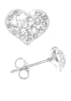 Belk Silverworks Crystal Clear Heart Stud Earring