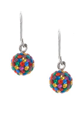 Belk Silverworks Pave Crystal Ball Drop Earring