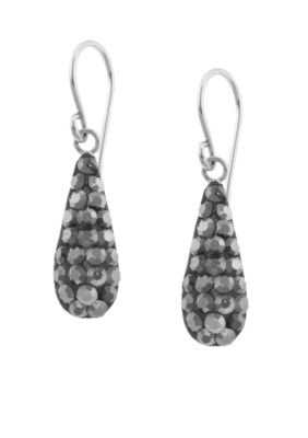 Belk Silverworks Pave Crystal Grey Bat Teardrop Earring