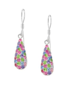 Belk Silverworks Pave Crystal Multi Pastel Bat Teardrop Earring
